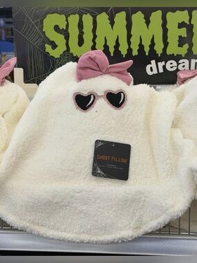 Plush Ghost Pillow with Pink Bow & Heart Sunglasses NWT